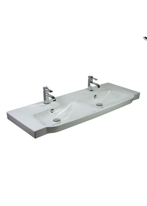 Умывальник двойной подвесной прямоугольный на два смесителя Villeroy&Boch SENTIQUE 130х52 см (5126D1R2) (Сантехнический недолив)