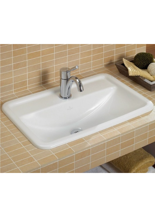 Умывальник врезной в столешницу прямоугольный VILLEROY & BOCH LOOP & FRIENDS 67,5х45 см 51456001 (Сантехнический недолив)