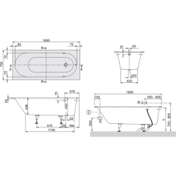 Ванна кварила VILLEROY & BOCH Oberon (UBQ160OBE2V-01) 160х75 + ніжки U99740000