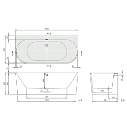 Ванна пристінна кварилова VILLEROY & BOCH Oberon 2.0 180x80см UBQ180OBR9CD00V-01