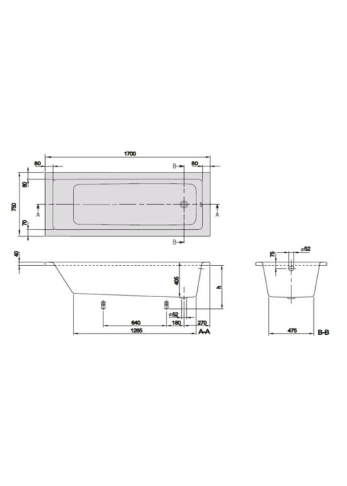 Ванна акрилова VILLEROY&BOCH TARGA Plus UBA180NES2v-01