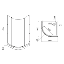 Душевой уголок с мелким поддоном VOLLE Orlando 90x90x205, 10-22-504