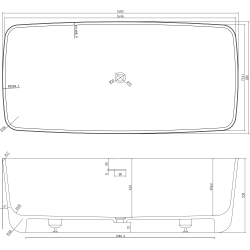 Ванна VOLLE окрема кам'яна Solid surface 1680*800*530 мм, 12-40-034