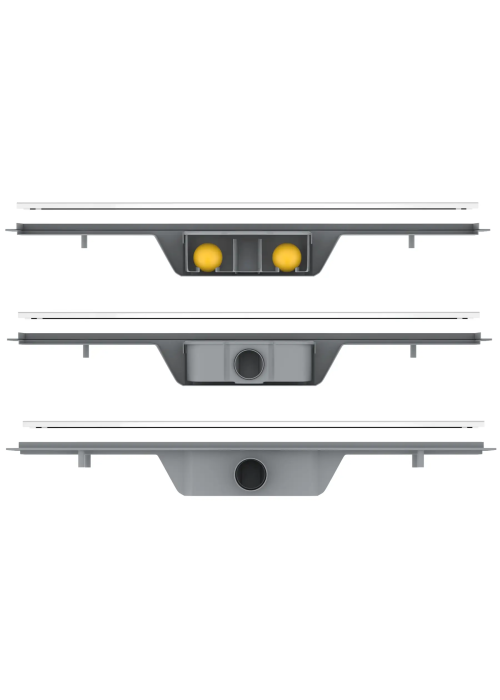 Лінійний трап Volle 800мм; система сухого затвора; з ґратами під плитку 90-22-801