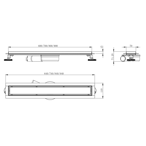 Лінійний трап Volle MASTER LINEA Capri 600мм; комбінований затвор epillado cromo 9046.210114