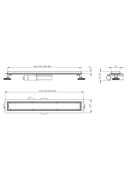 Лінійний трап Volle MASTER LINEA Capri 600мм; комбінований затвор epillado cromo 9046.210114