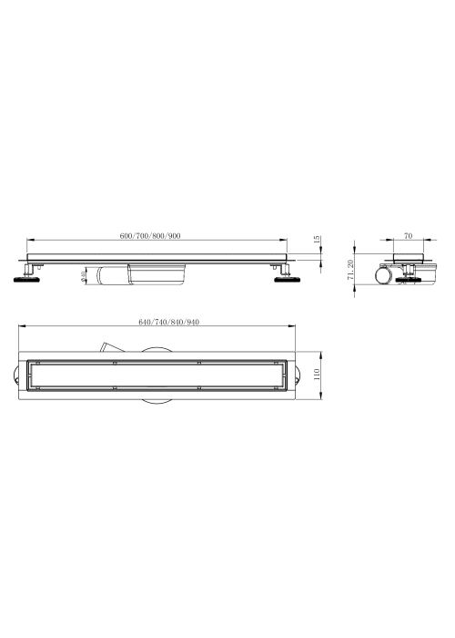 Лінійний трап Volle MASTER LINEA Celula 700мм; комбінований затвор cepillado cromo 9046.210814