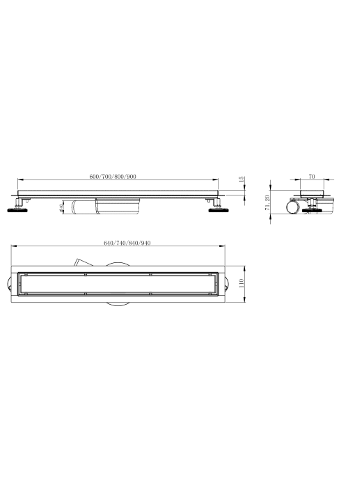 Лінійний трап Volle MASTER LINEA Aire 800мм; комбінований затвор cepillado cromo 9046.211514