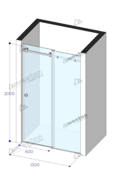 Душові двері Weston WDS 6 розсувні Чорний 200x130 см