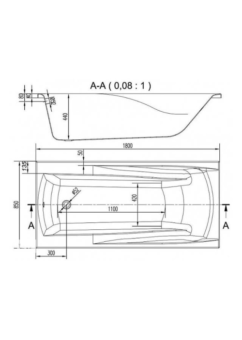 Ванна Cersanit ZEN 180 x 85 прямоугольная S301-129