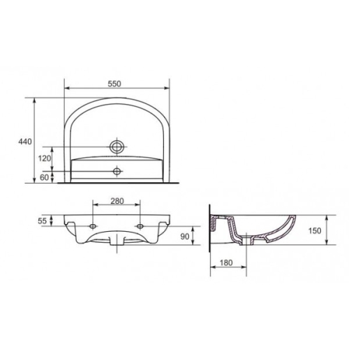 Раковина меблева Cersanit ARTECO 55 см, з отвором K667-008