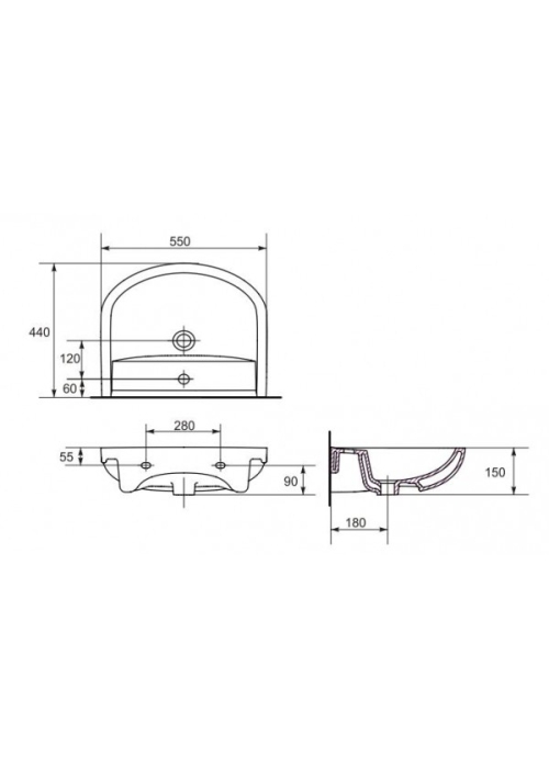 Раковина меблева Cersanit ARTECO 55 см, з отвором K667-008