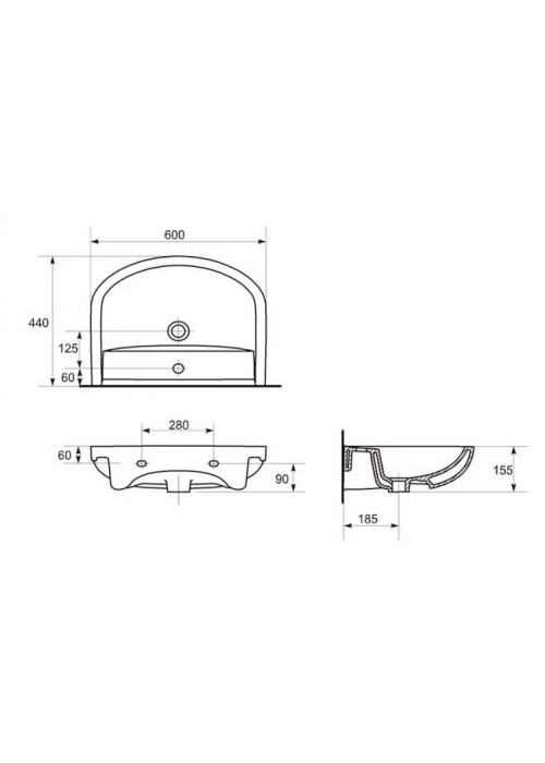 Раковина меблева Cersanit ARTECO 60 см, з отвором K667-025