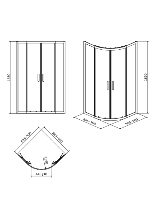 Душова кабіна Cersanit Basic 90x90 (S158-005)