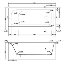 Ванна прямоугольная акриловая Cersanit SMART R 170x80 см S301-116