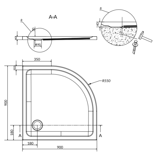 Піддон акриловий Cersanit TAKO SLIM 90x90 (S204-002)