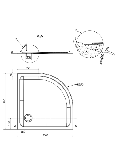 Піддон акриловий Cersanit TAKO SLIM 90x90 (S204-002)