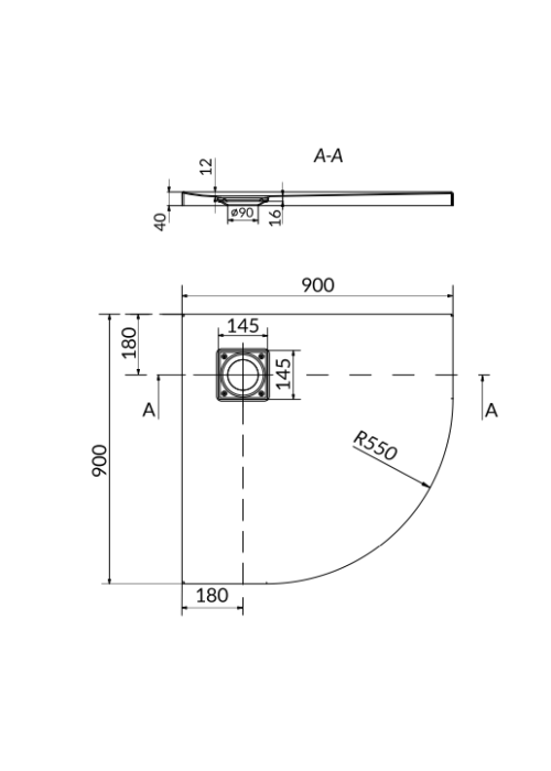 Піддон акриловий Cersanit TAKO SLIM 90x90 + сифон Virt (S601-120)