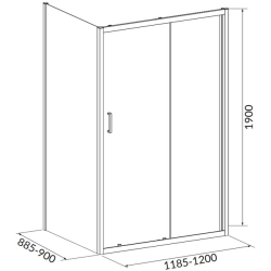 Душова кабіна прямокутна CERSANIT BRASCO 120х90х190 S168-016 з розсувними дверми чорна