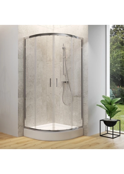 Полукраглая душевая кабина Cersanit BRASCO 80x80x190 хром Поддон 80x80x16 + панель (S168-001+S204-003)