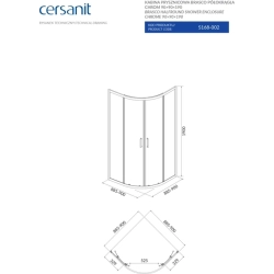 Полукраглая душевая кабина Cersanit BRASCO 90x90x190 хром + Поддон 90x90x16 + панель (S168-002+S204-004)