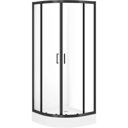 Полукраглая душевая кабина Cersanit BRASCO 80x80x190 черный + поддон 80x80x16 + панель (S168-003+S204-003)