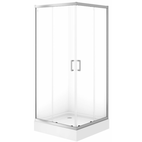 Душова кабіна Cersanit BRASCO 90x90x190 квадратна, хром, прозорий вітраж + піддон 90x90x16 + панель (S168-006+S204-012)