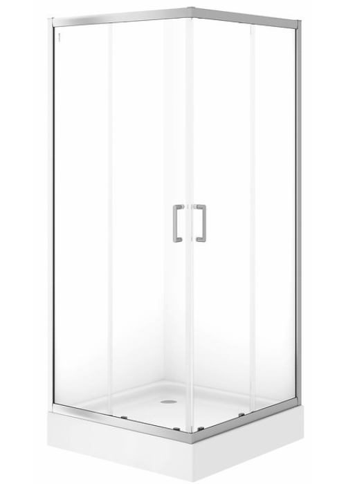 Душевая кабина Cersanit BRASCO 90x90x190 квадратная, хром, прозрачный витраж + піддон 90x90x16 +панель (S168-006+S204-012)