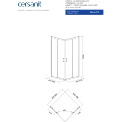Квадратная душевая кабина Cersanit BRASCO 90x90x190 Поддон 90x90x16 + панель (S168-008+S204-012)