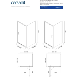 Квадратная душевая кабина Cersanit BRASCO 90х90х190 черный матовый с поворотными дверями, с поддоном и панелью (S168-012+S204-012)