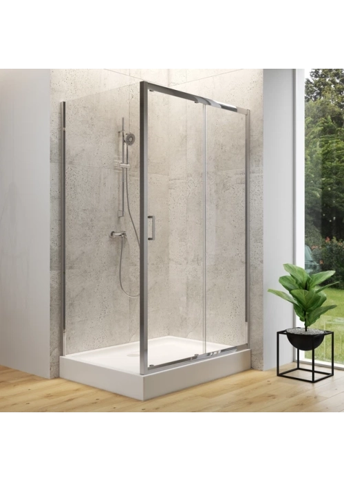 Прямоугольная душевая кабина Cersanit BRASCO 100х80х190 хром с поддоном и панелью (S168-013+S204-027)