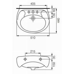 Раковина Cersanit EKO 50 з отвором K07-190/K07-233/K07-026