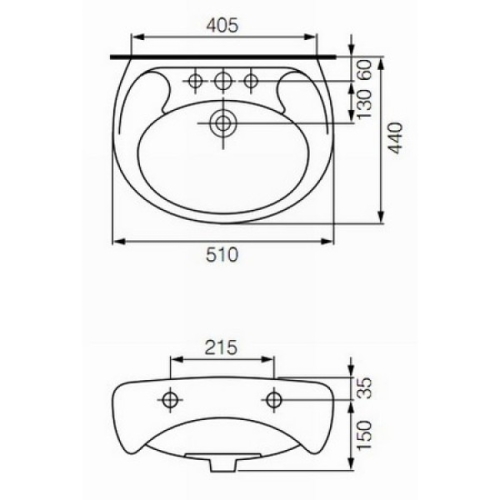 Раковина Cersanit EKO 50 з отвором K07-190/K07-233/K07-026