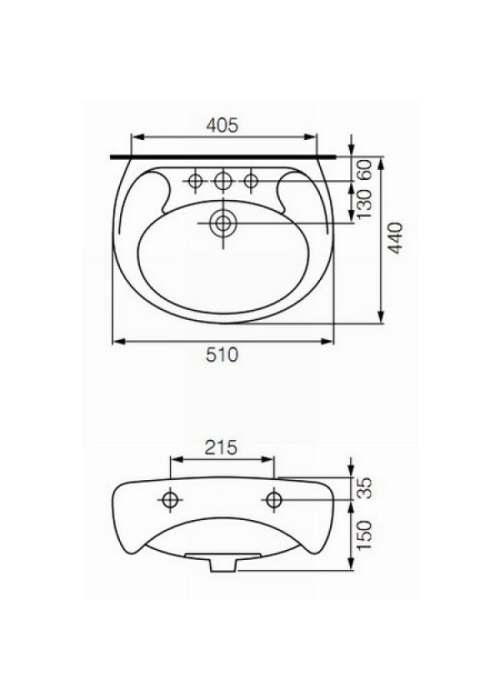 Раковина Cersanit EKO 50 с отверстием  K07-233 