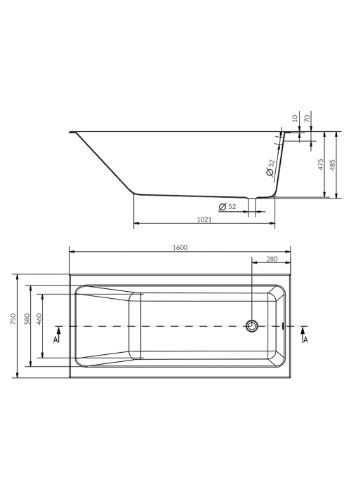 Ванна Cersanit CREA 160x75 (S301-225) + ніжки (Тип 1)