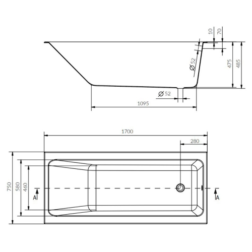 Ванна Cersanit CREA 170x75 (S301-226) + ніжки (Тип 1)