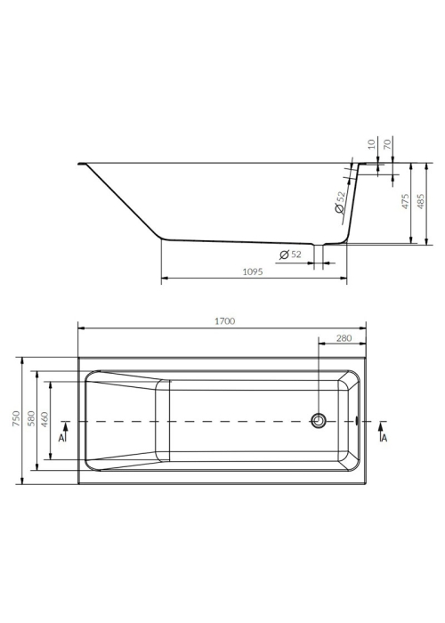 Ванна Cersanit CREA 170x75 (S301-226) + ніжки (Тип 1)