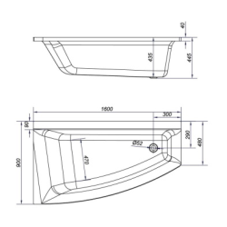 Ванна асимметричная акриловая Cersanit Virgo Max 160x90 L S301-133