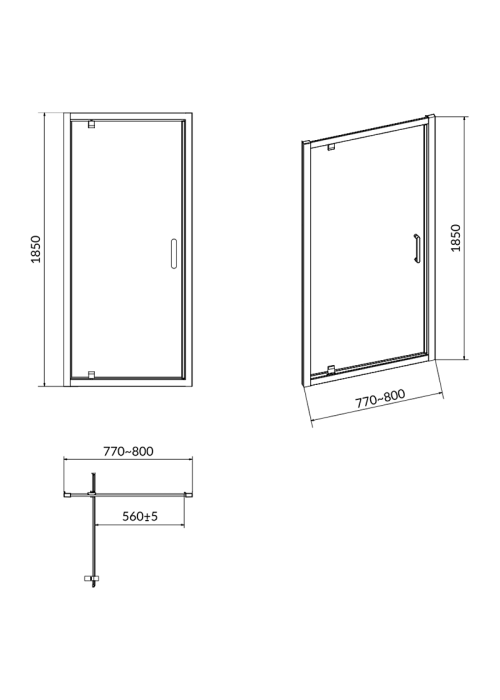 Душевая дверь Cersanit  Pivot Basic 80x185 (S158-001)