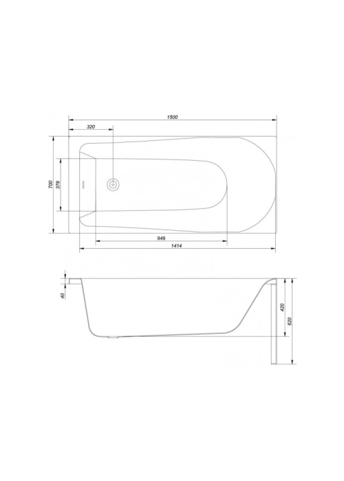 Ванна Cersanit FLAVIA 150 x 70 прямоугольная S301-105