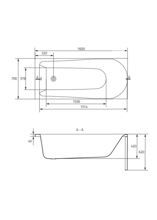 Ванна Cersanit FLAVIA 160 x 70 прямоугольная S301-106