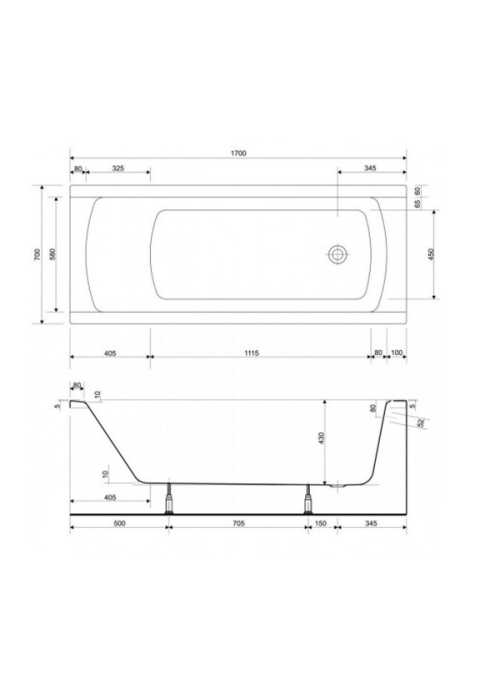 Ванна Cersanit KORAT 170 x 70 прямоугольная S301-122