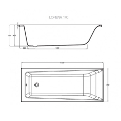 Ванна Cersanit LORENA 170 x 70 прямоугольная S301-076