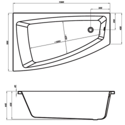 Ванна Cersanit LORENA 150 x 90 асиметрична, права S301-083