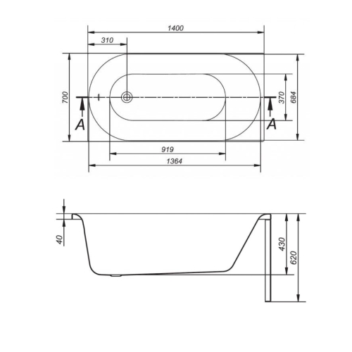 Ванна Cersanit OCTAVIA 170 x 75 прямокутна S301-108