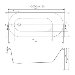 Ванна Cersanit OCTAVIA 160 x 70 прямоугольная S301-252