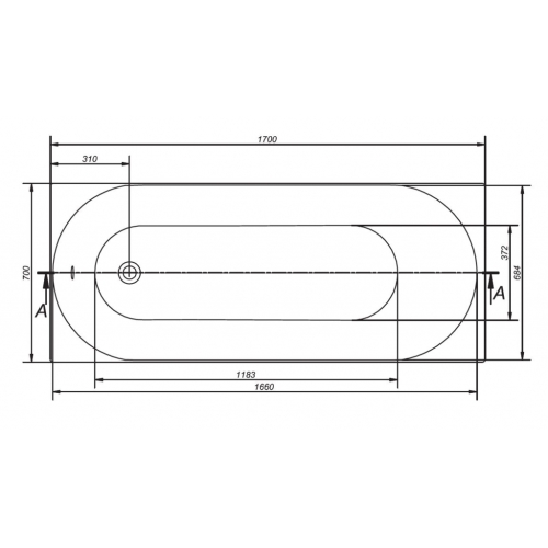 Ванна Cersanit OCTAVIA 170 x 70 прямокутна S301-253