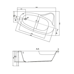 Ванна Cersanit SICILIA 160 x 100 асиметрична, права S301-037