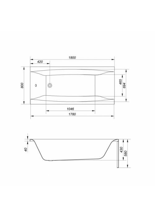 Ванна акриловая Cersanit VIRGO  прямоугольная 180 x 80 AZBR1000463350