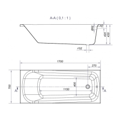 Ванна акриловая прямоугольная  Cersanit NAO 170 x 70 AZBR1002680032 